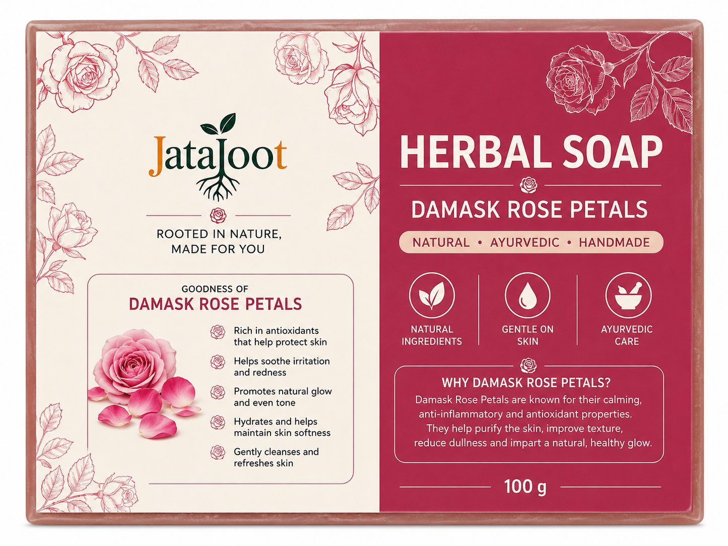 Jatajoot Damask Rose Petals Herbal Soap